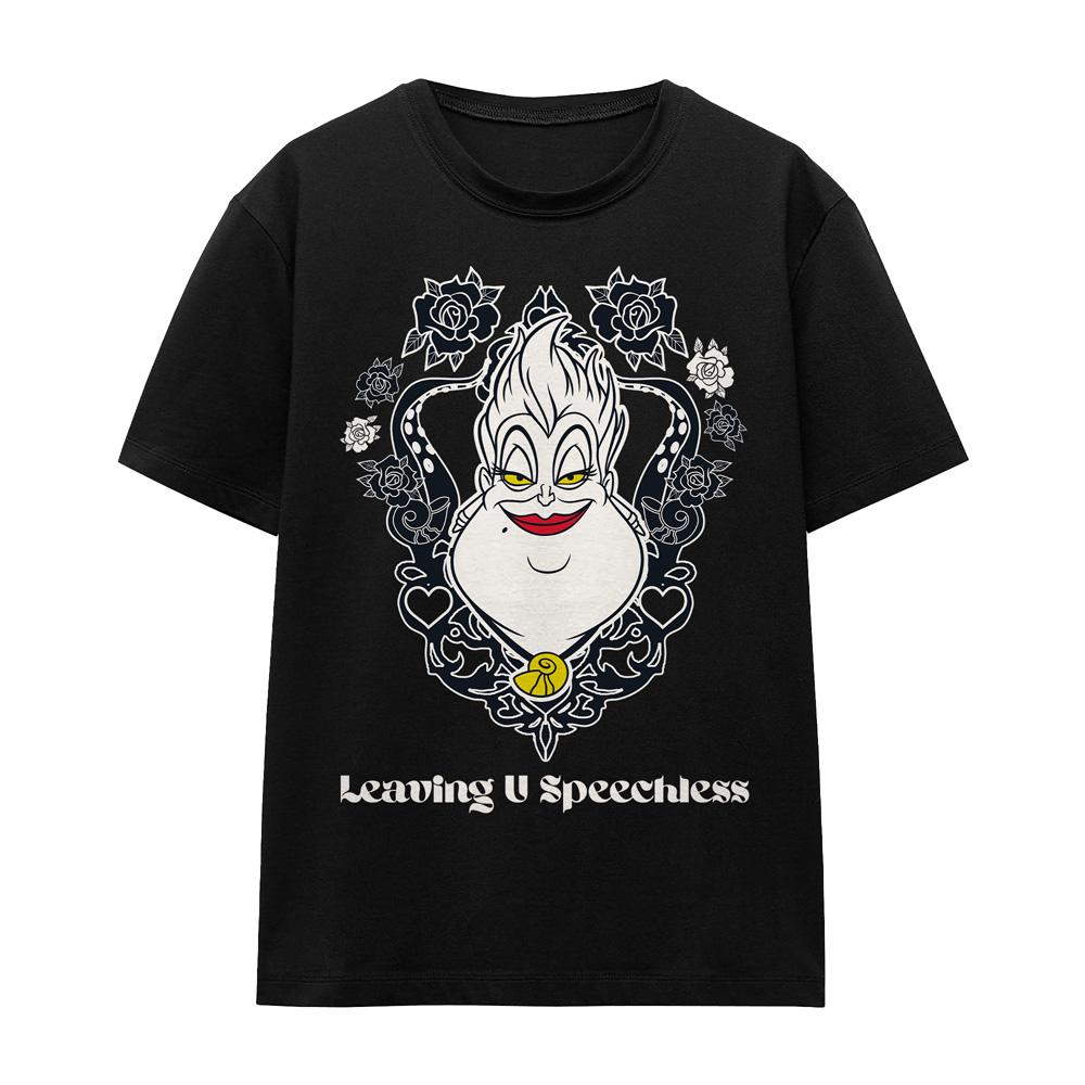Black - Front - Disney Villains Unisex Adult Leaving U Speechless Ursula Valentine`s Day T-Shirt