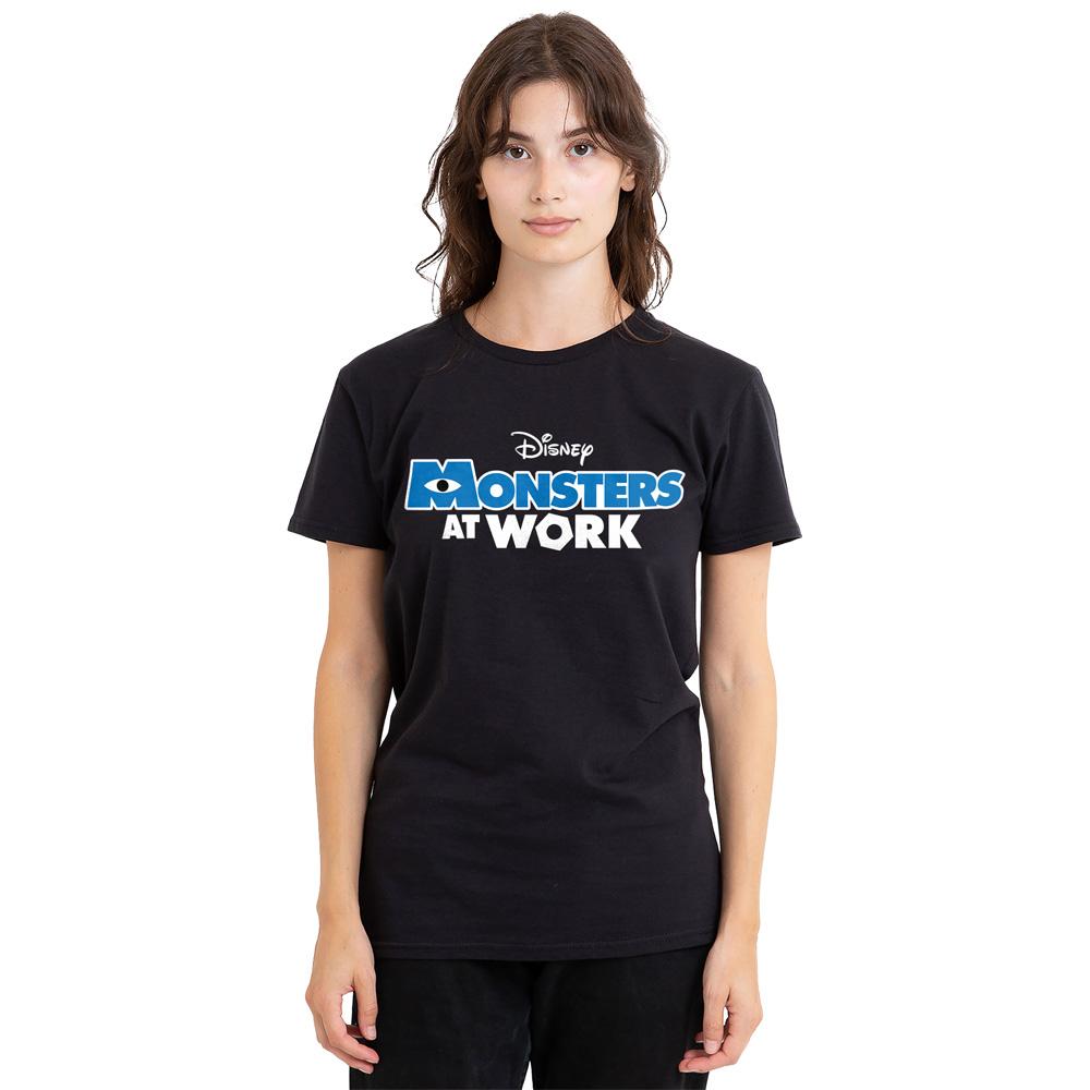 Black - Side - Monsters at Work Unisex Adult Dark Logo T-Shirt