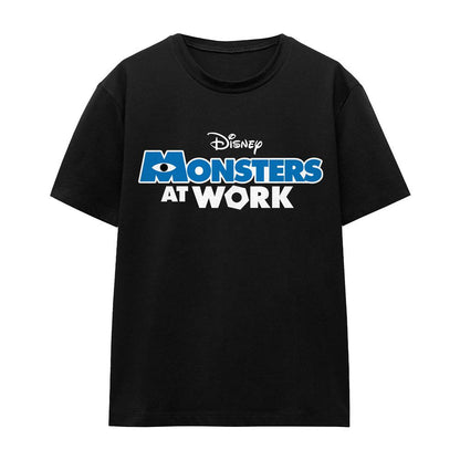 Black - Front - Monsters at Work Unisex Adult Dark Logo T-Shirt