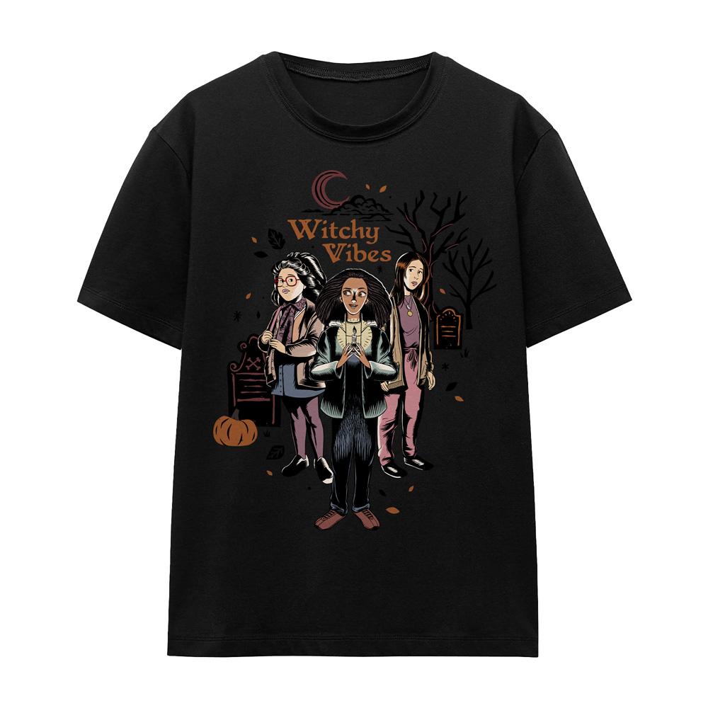 Black - Front - Hocus Pocus 2 Unisex Adult Witchy Vibes Becca Izzy Cassie T-Shirt