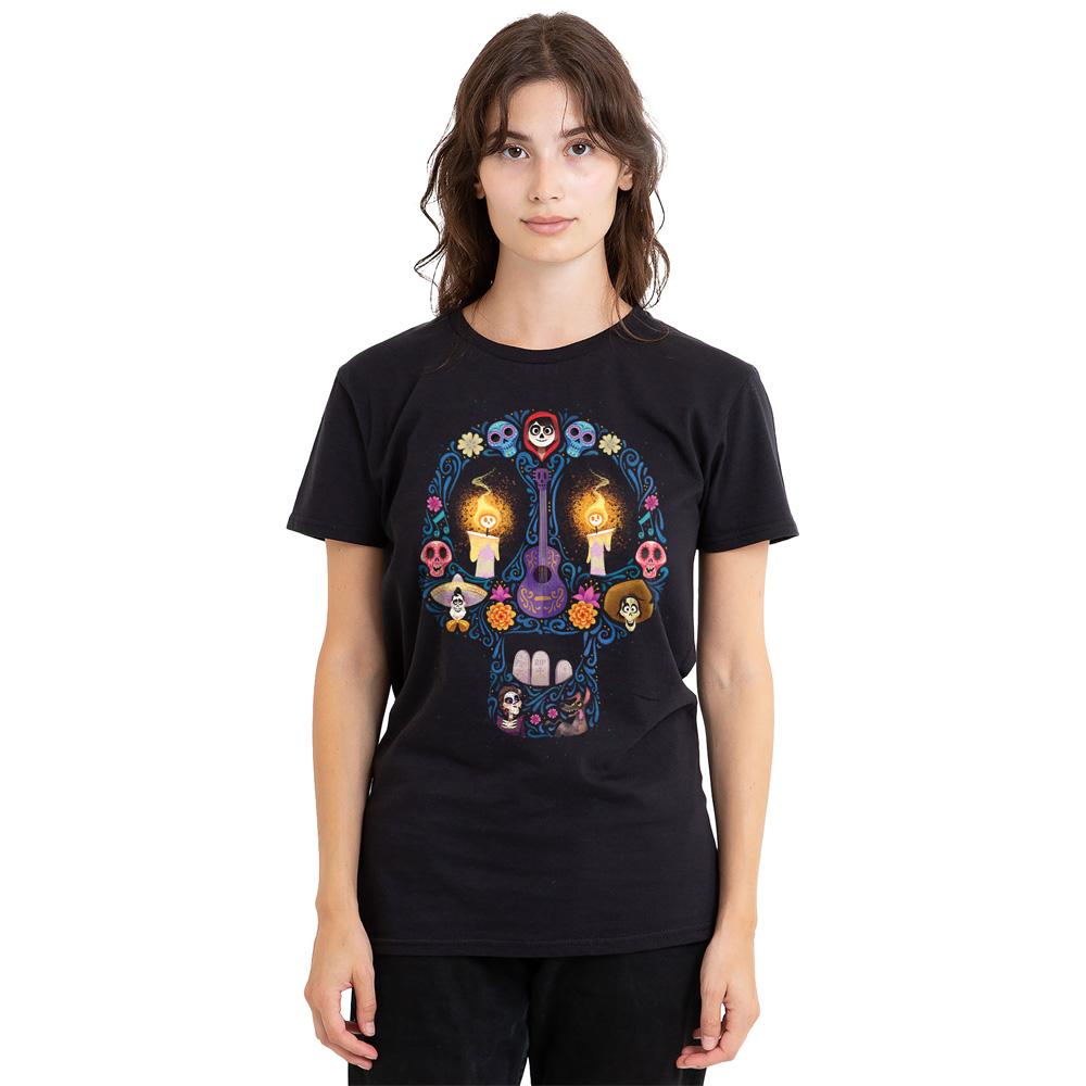 Black - Side - Coco Unisex Adult Day Of The Dead Ernesto Miguel Hector Skull T-Shirt