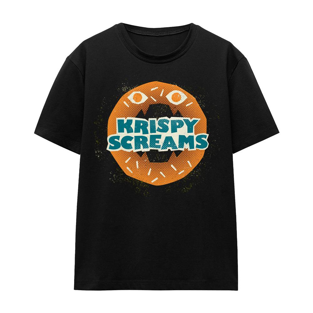 Black - Front - Monsters at Work Unisex Adult Krispy Screams Doughnut T-Shirt