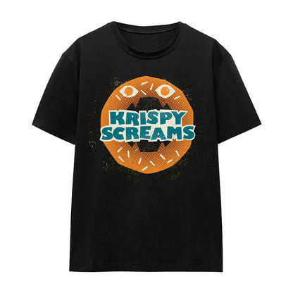 Black - Front - Monsters at Work Unisex Adult Krispy Screams Doughnut T-Shirt
