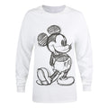 White - Front - Disney Womens-Ladies Mickey Mouse Sketch Long-Sleeved T-Shirt