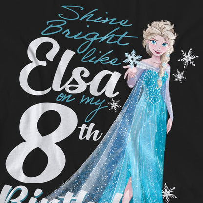 Black - Pack Shot - Frozen Unisex Adult Bright Like Elsa 8th Birthday T-Shirt
