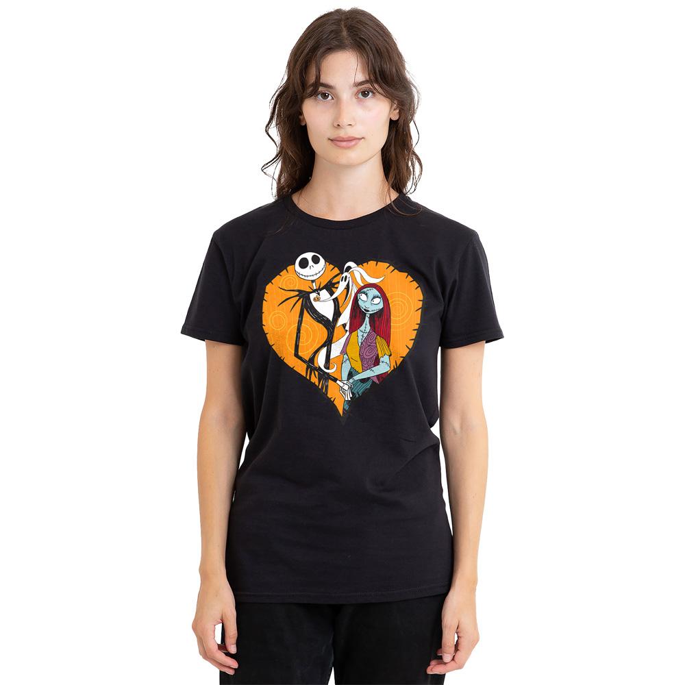 Black - Side - The Nightmare Before Christmas Unisex Adult Jack Sally Heart T-Shirt