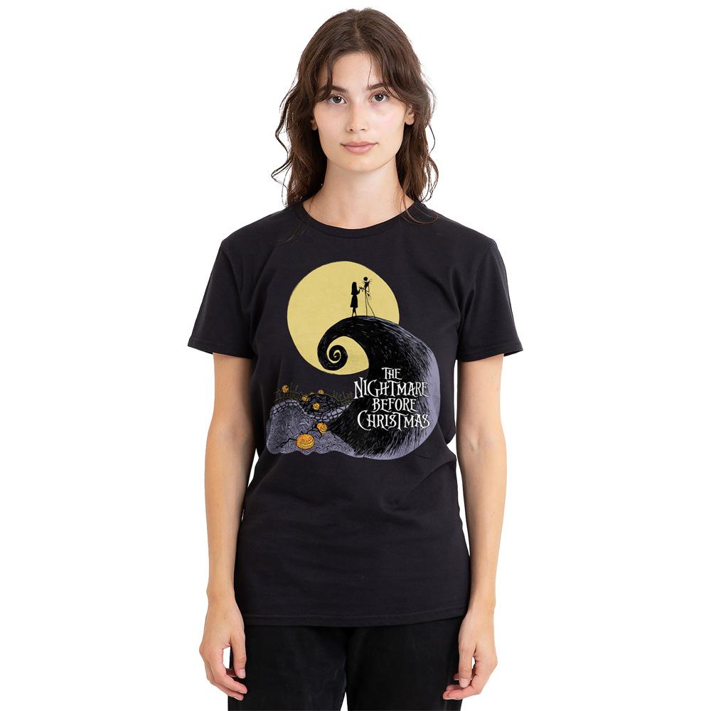 Black - Side - The Nightmare Before Christmas Unisex Adult Moon Silhouette T-Shirt