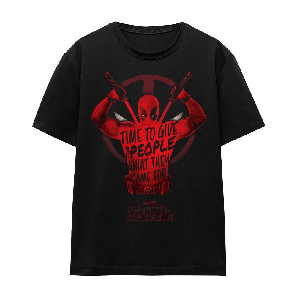 Black - Front - Deadpool & Wolverine Unisex Adult Give The People Deadpool T-Shirt