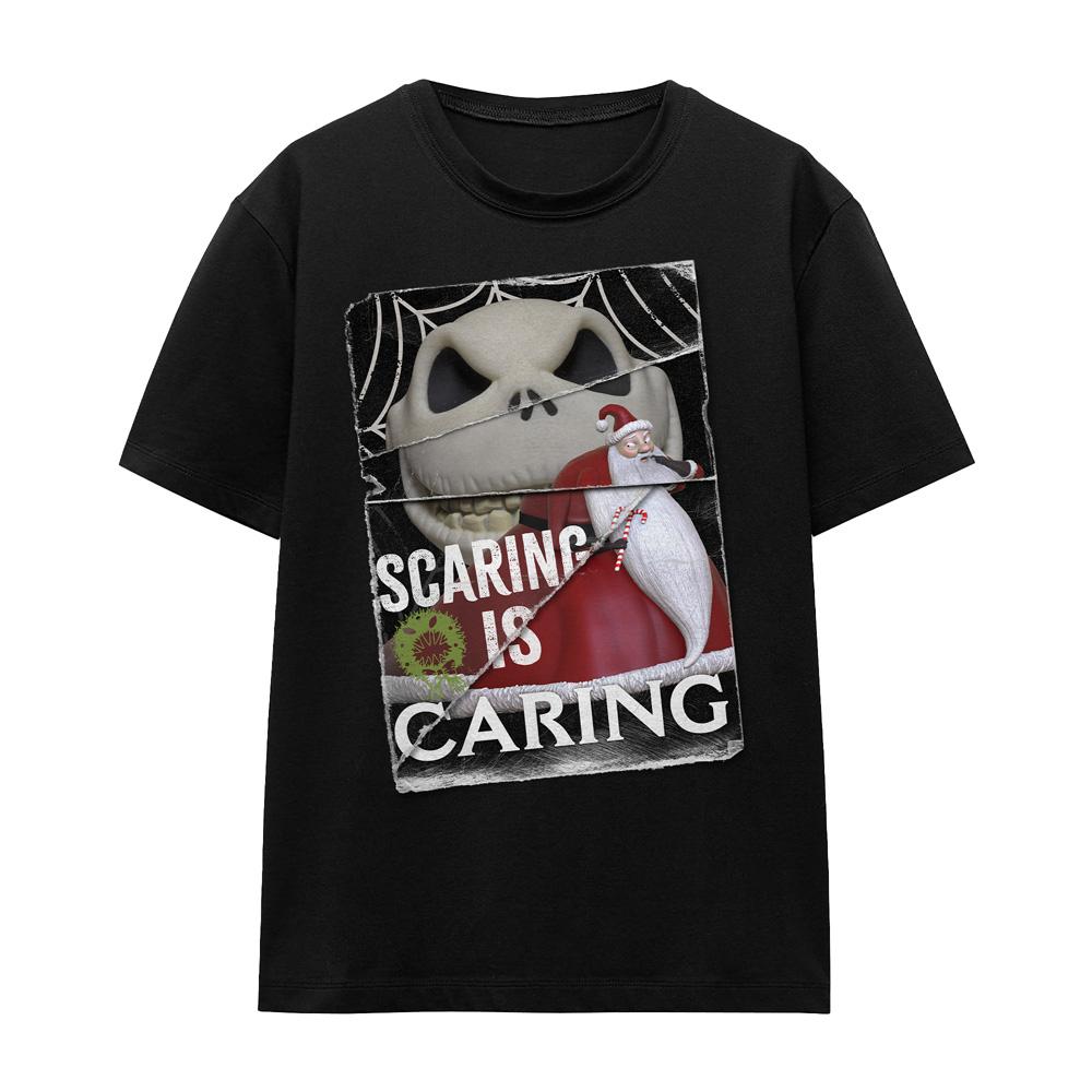 Black - Front - The Nightmare Before Christmas Unisex Adult Scaring Is Caring T-Shirt