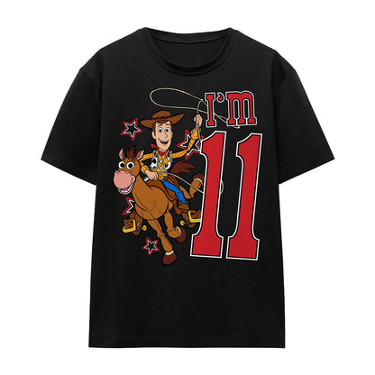 Black - Front - Toy Story Unisex Adult I´m 11 Woody Birthday T-Shirt