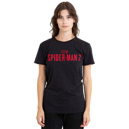 Black - Side - Spider-Man 2 Unisex Adult Gamerverse Red Logo T-Shirt