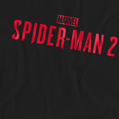 Black - Pack Shot - Spider-Man 2 Unisex Adult Gamerverse Red Logo T-Shirt