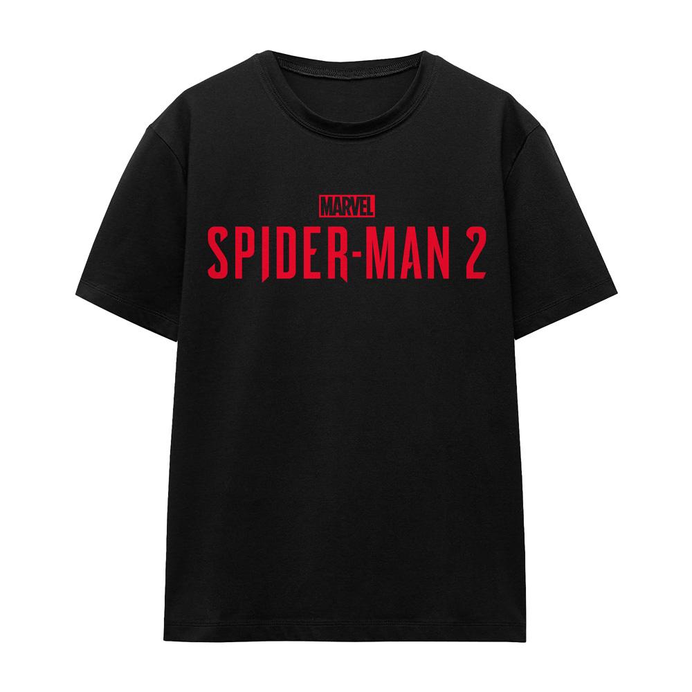 Black - Front - Spider-Man 2 Unisex Adult Gamerverse Red Logo T-Shirt