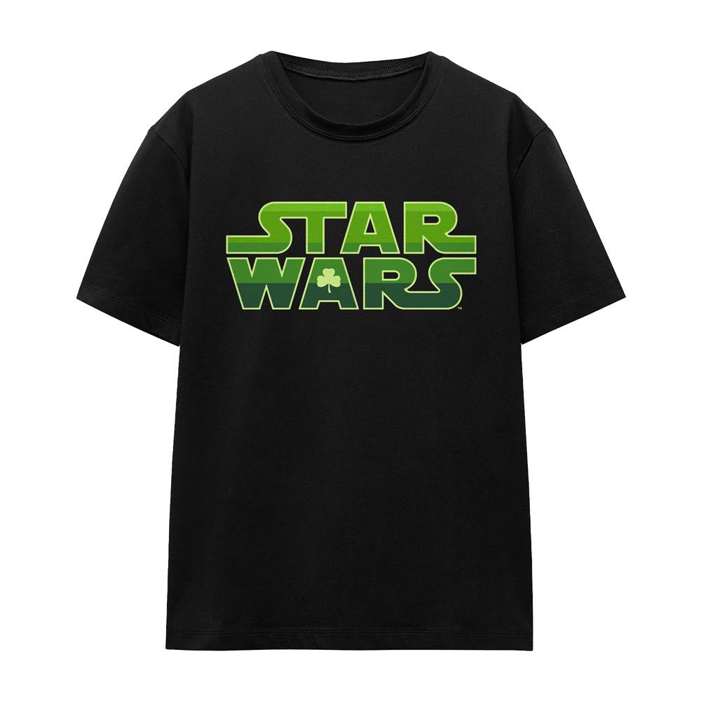 Black - Front - Star Wars Unisex Adult Logo St Patricks Day T-Shirt