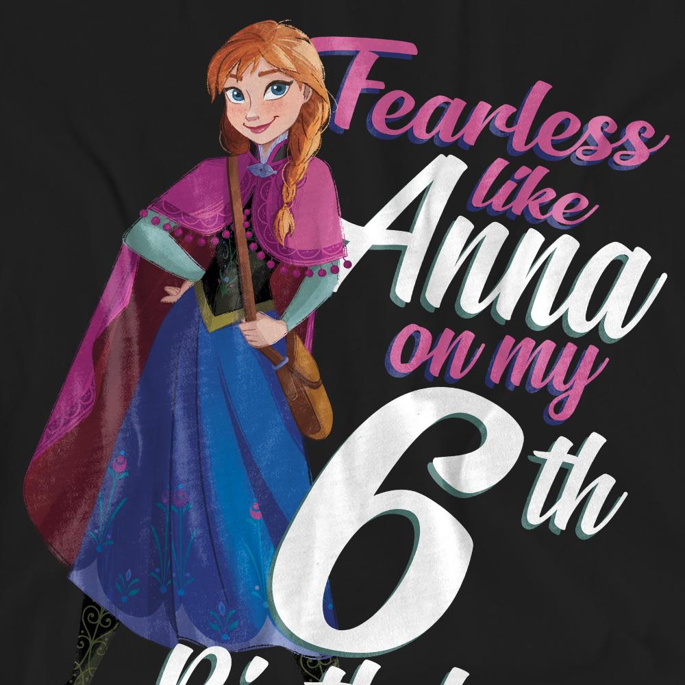 Black - Pack Shot - Frozen Unisex Adult Fearless Like Anna 6th Birthday T-Shirt