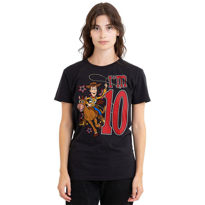 Black - Side - Toy Story Unisex Adult I´m 10 Woody Birthday T-Shirt