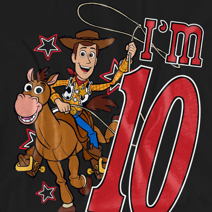 Black - Pack Shot - Toy Story Unisex Adult I´m 10 Woody Birthday T-Shirt
