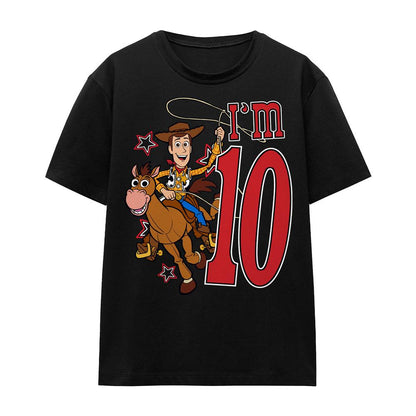 Black - Front - Toy Story Unisex Adult I´m 10 Woody Birthday T-Shirt