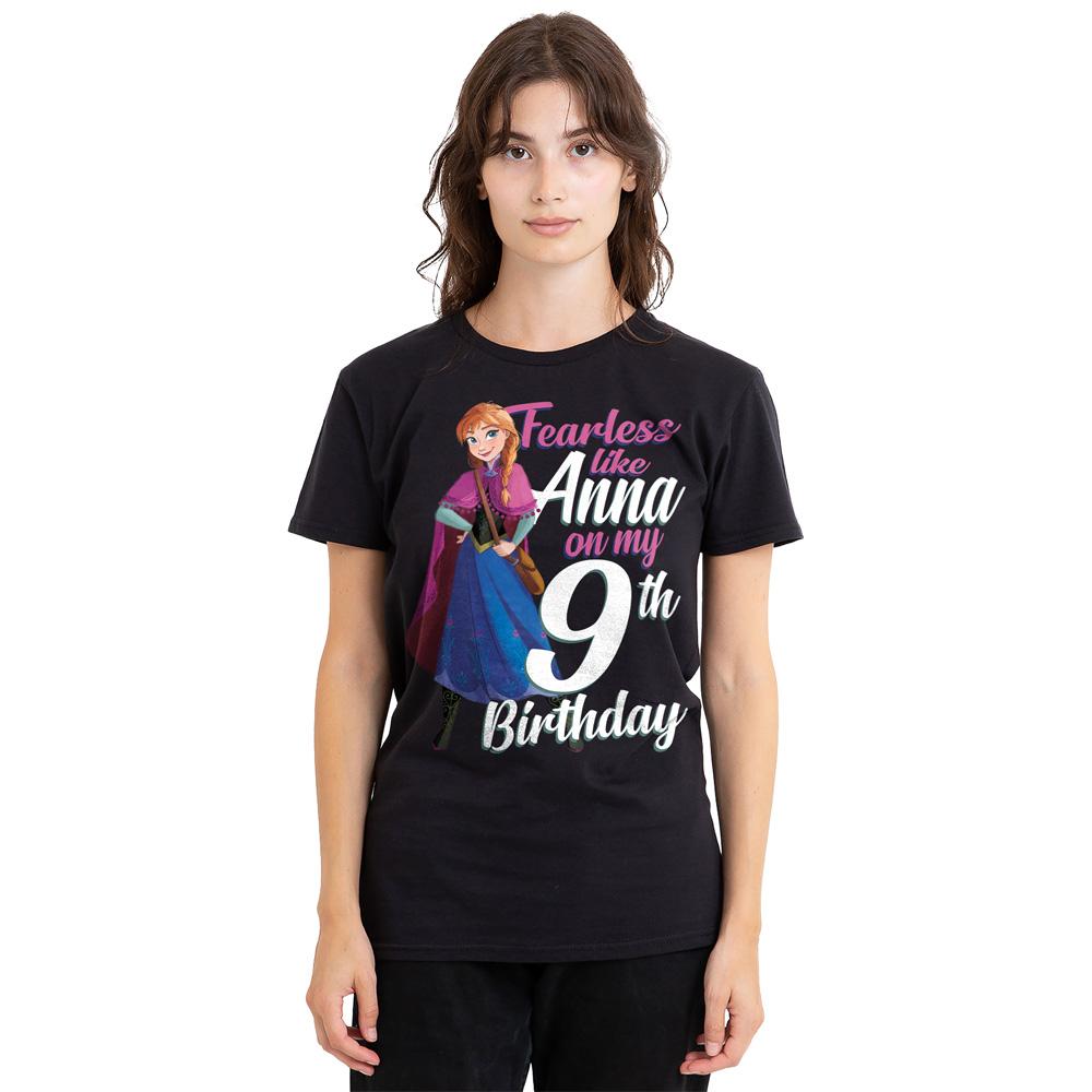Black - Side - Frozen Unisex Adult Fearless Like Anna 9th Birthday T-Shirt