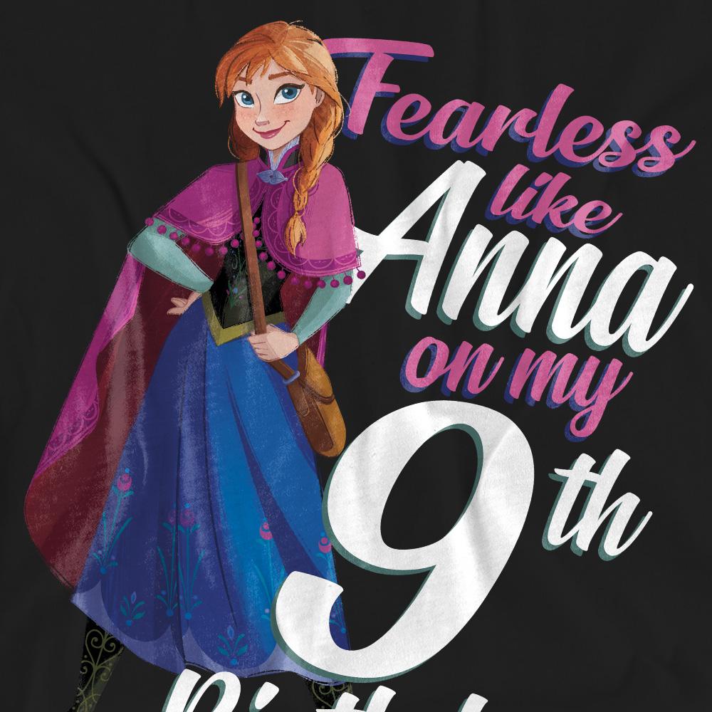 Black - Pack Shot - Frozen Unisex Adult Fearless Like Anna 9th Birthday T-Shirt