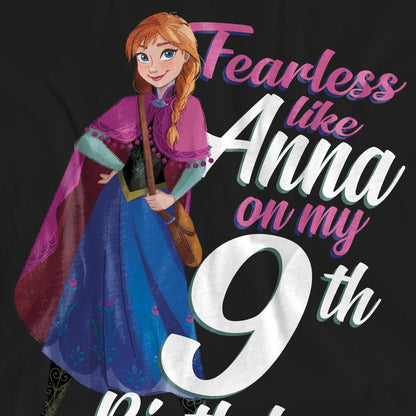 Black - Pack Shot - Frozen Unisex Adult Fearless Like Anna 9th Birthday T-Shirt