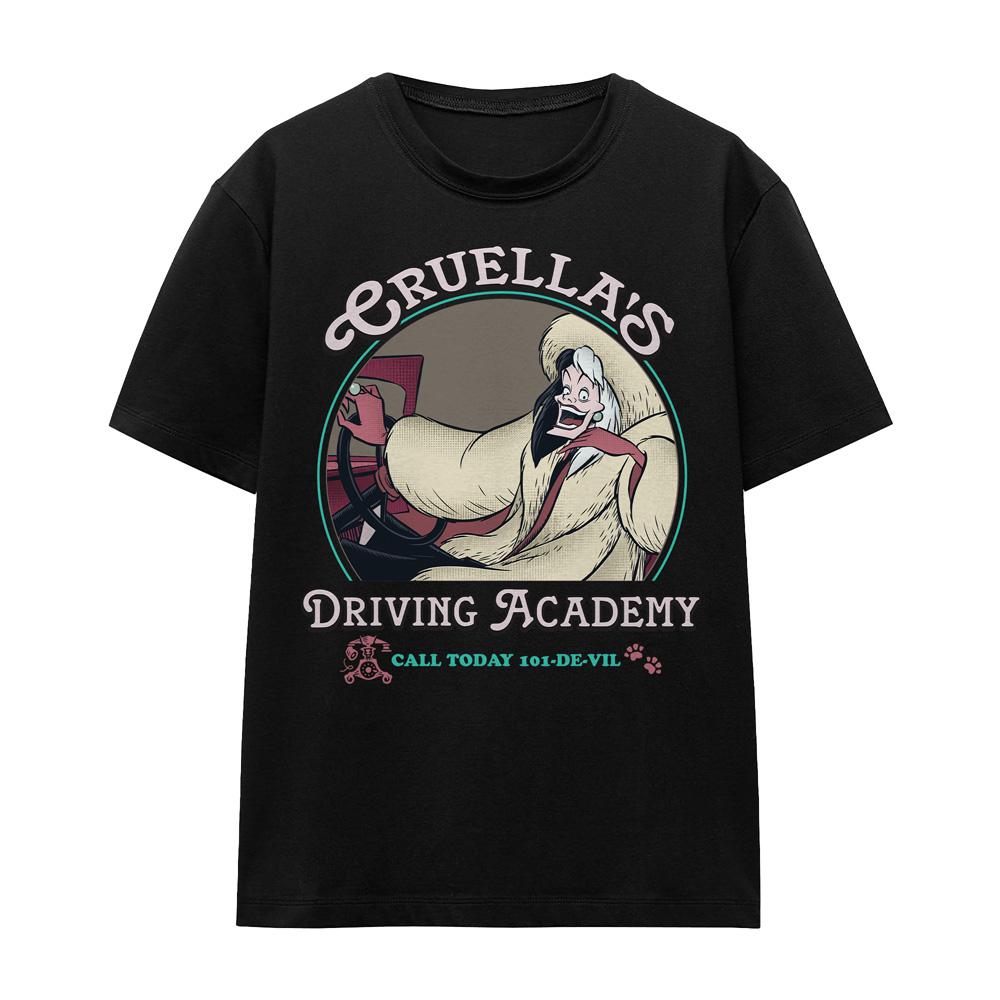 Black - Front - Disney Villains Unisex Adult Cruella´s Driving School T-Shirt