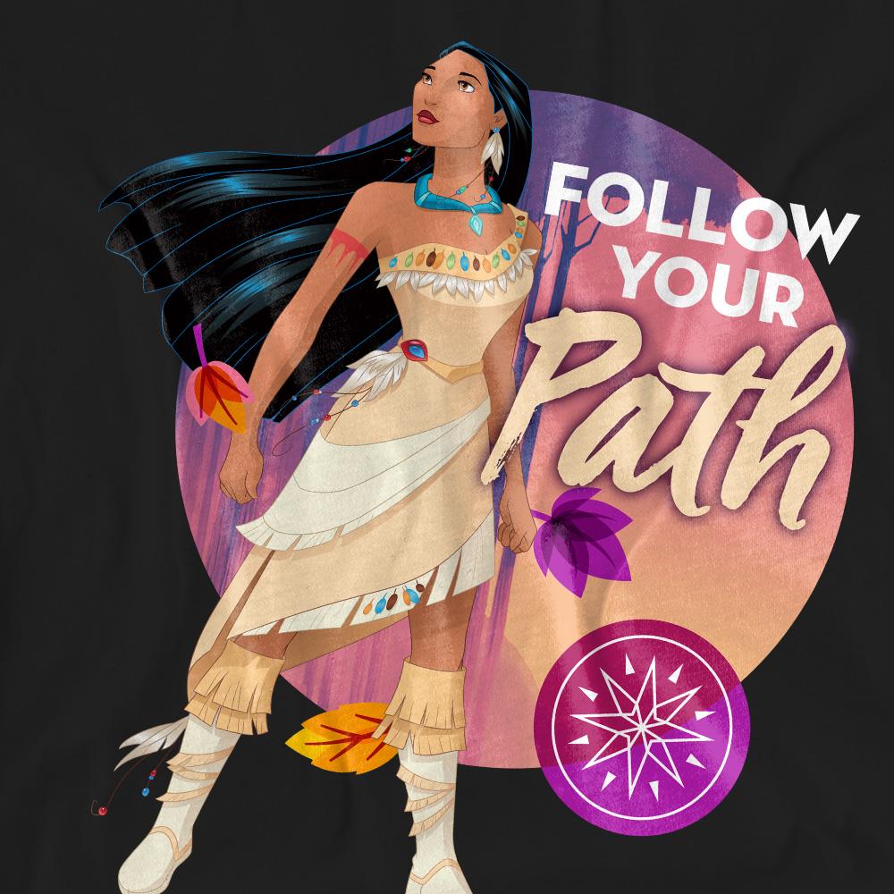 Black - Pack Shot - Pocahontas Unisex Adult Follow Your Path T-Shirt