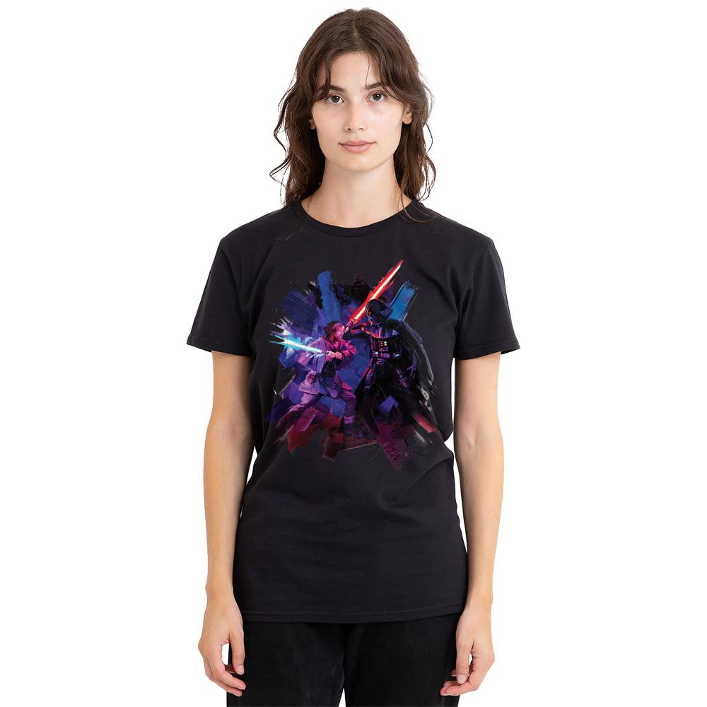 Black - Side - Star Wars Unisex Adult Obi Wan Kenobi Vader Painted T-Shirt