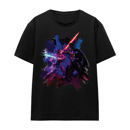 Black - Front - Star Wars Unisex Adult Obi Wan Kenobi Vader Painted T-Shirt