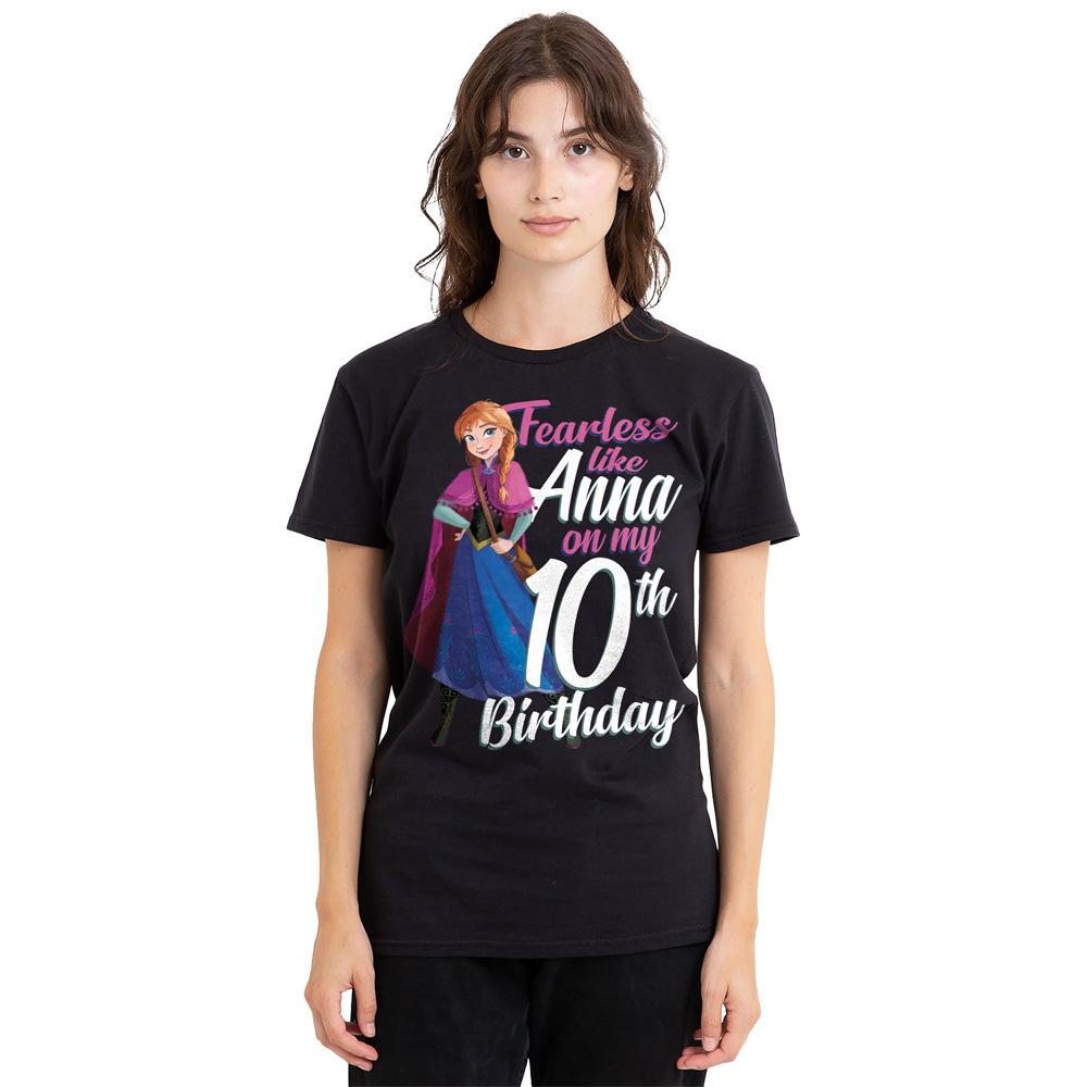 Black - Side - Frozen Unisex Adult Fearless Like Anna 10th Birthday T-Shirt