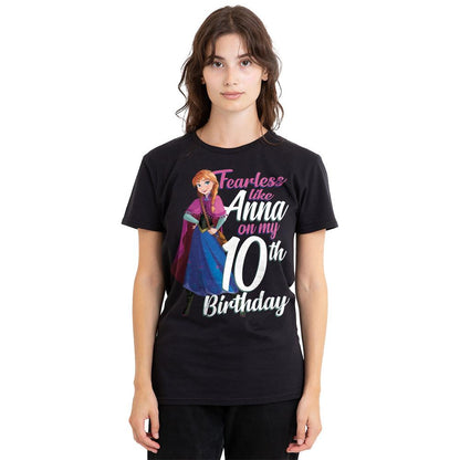 Black - Side - Frozen Unisex Adult Fearless Like Anna 10th Birthday T-Shirt