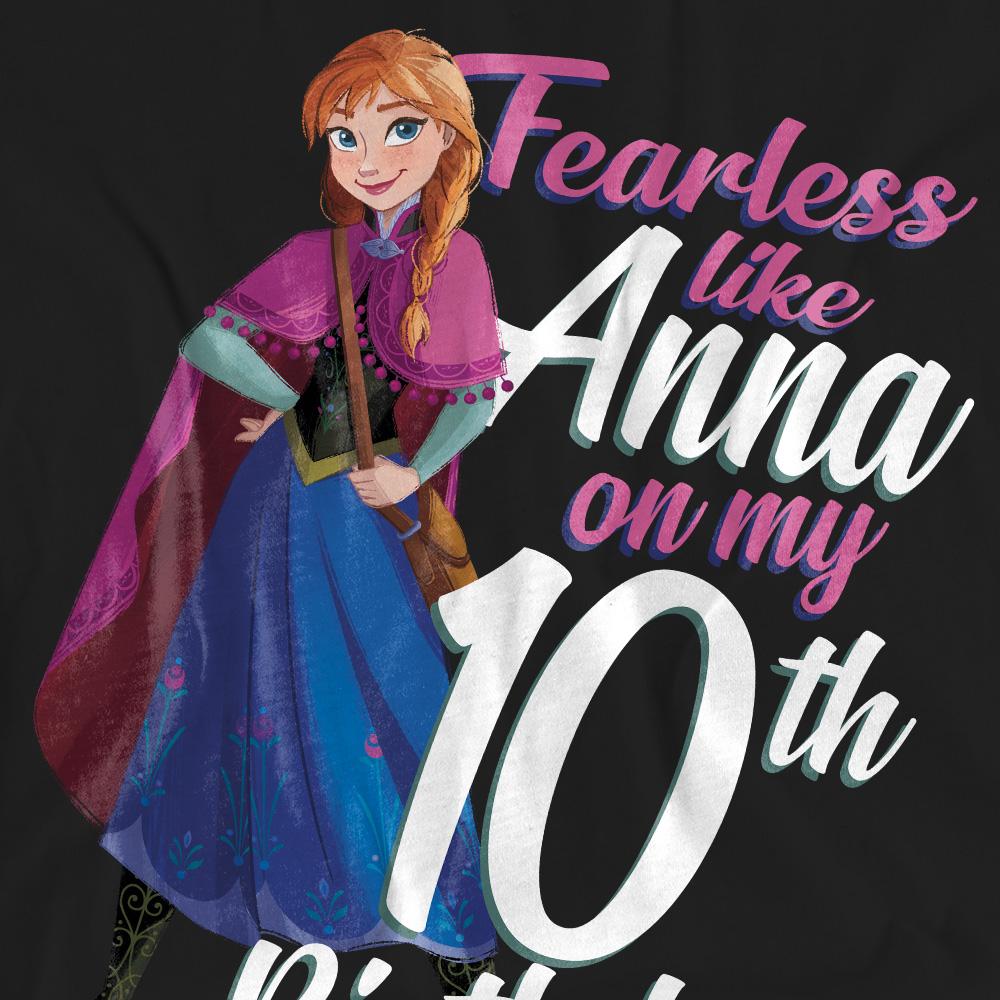 Black - Pack Shot - Frozen Unisex Adult Fearless Like Anna 10th Birthday T-Shirt