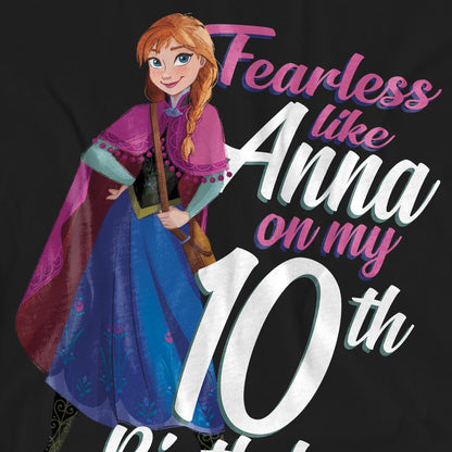 Black - Pack Shot - Frozen Unisex Adult Fearless Like Anna 10th Birthday T-Shirt