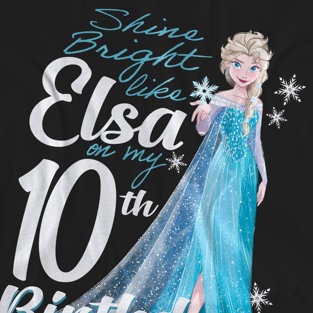 Black - Pack Shot - Frozen Unisex Adult Bright Like Elsa 10th Birthday T-Shirt