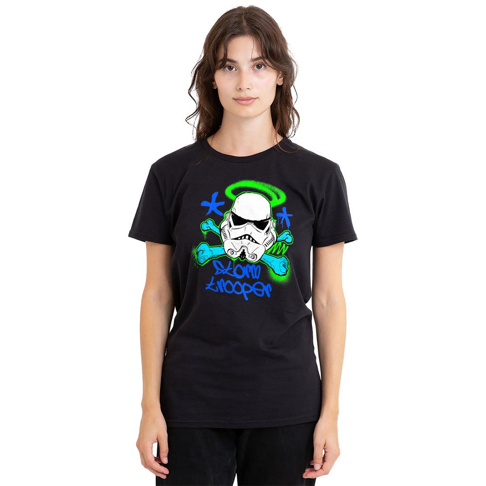 Black - Side - Star Wars Unisex Adult Stormtrooper Stencil T-Shirt