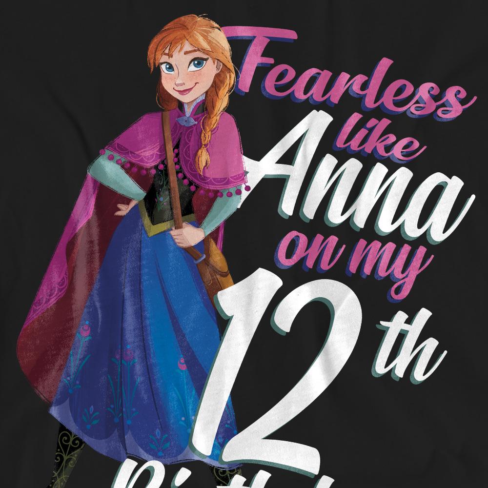 Black - Pack Shot - Frozen Unisex Adult Fearless Like Anna 12th Birthday T-Shirt
