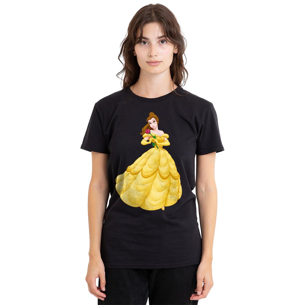 Black - Side - Beauty And The Beast Unisex Adult Belle Rose T-Shirt