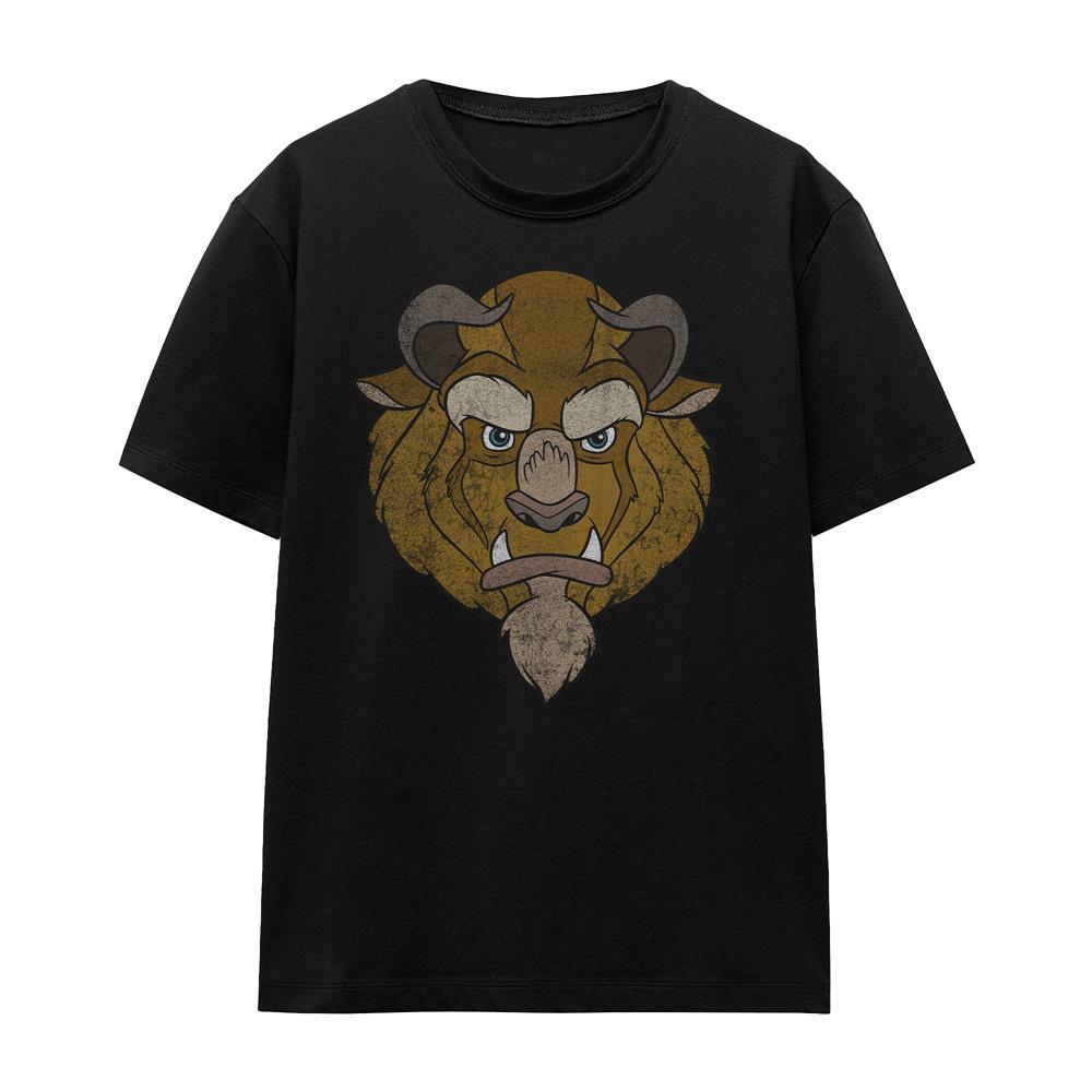 Black - Front - Beauty And The Beast Unisex Adult Beast Head T-Shirt