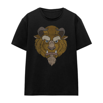 Black - Front - Beauty And The Beast Unisex Adult Beast Head T-Shirt