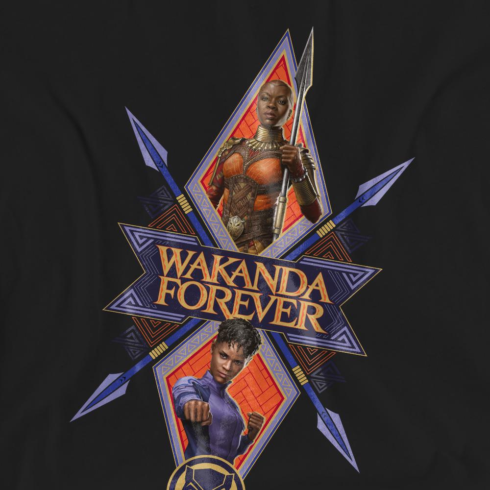 Black - Side - Black Panther: Wakanda Forever Unisex Adult Shuri Okoye Diamond T-Shirt