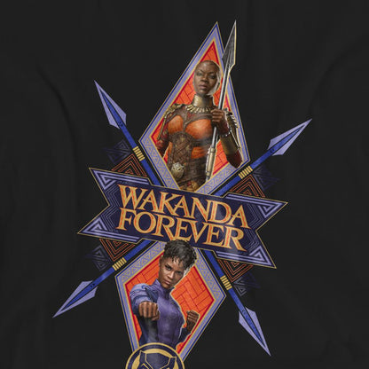 Black - Side - Black Panther: Wakanda Forever Unisex Adult Shuri Okoye Diamond T-Shirt