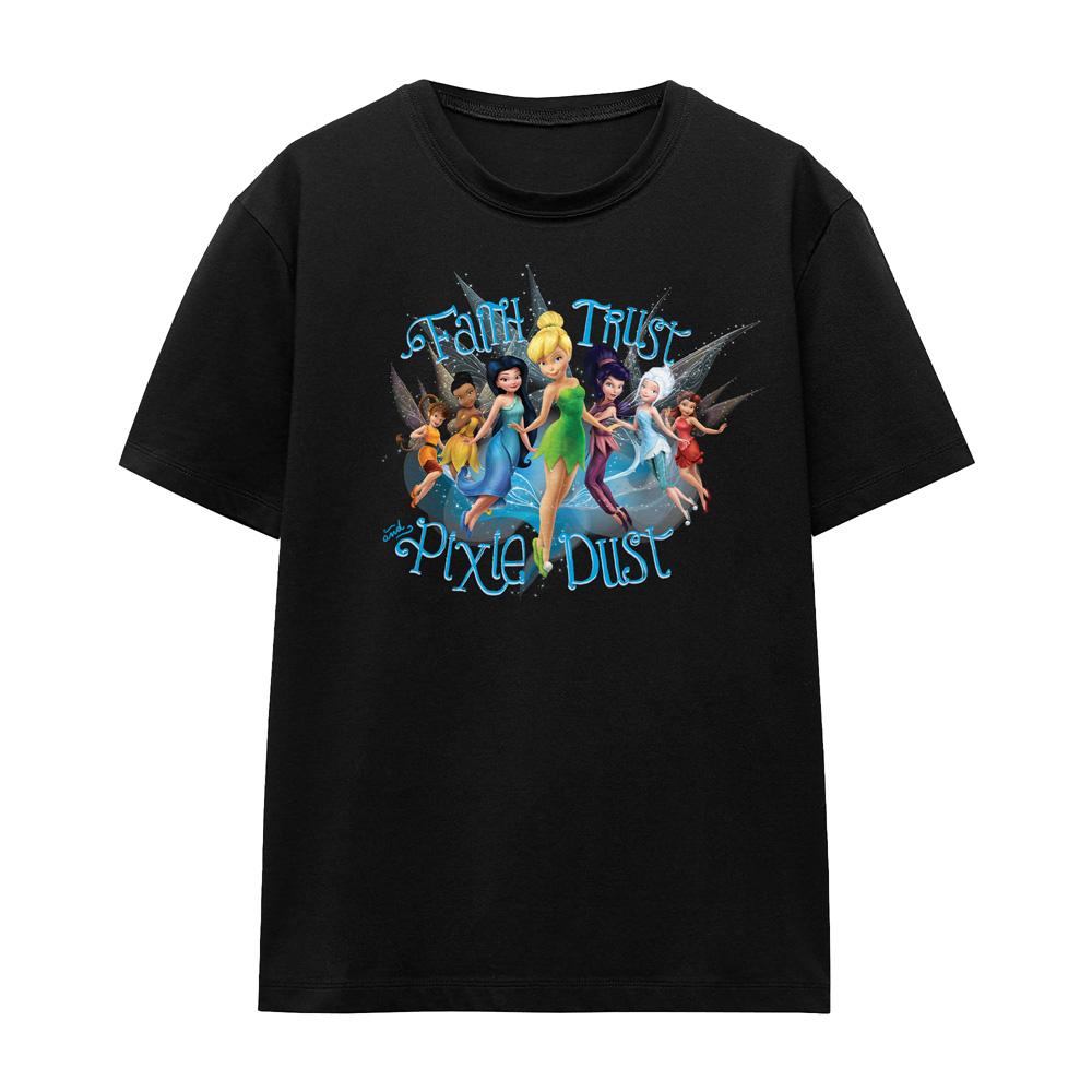Black - Front - Disney Fairies Unisex Adult Faith, Trust And Pixie Dust Tinker Bell T-Shirt