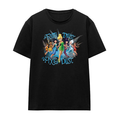 Black - Front - Disney Fairies Unisex Adult Faith, Trust And Pixie Dust Tinker Bell T-Shirt