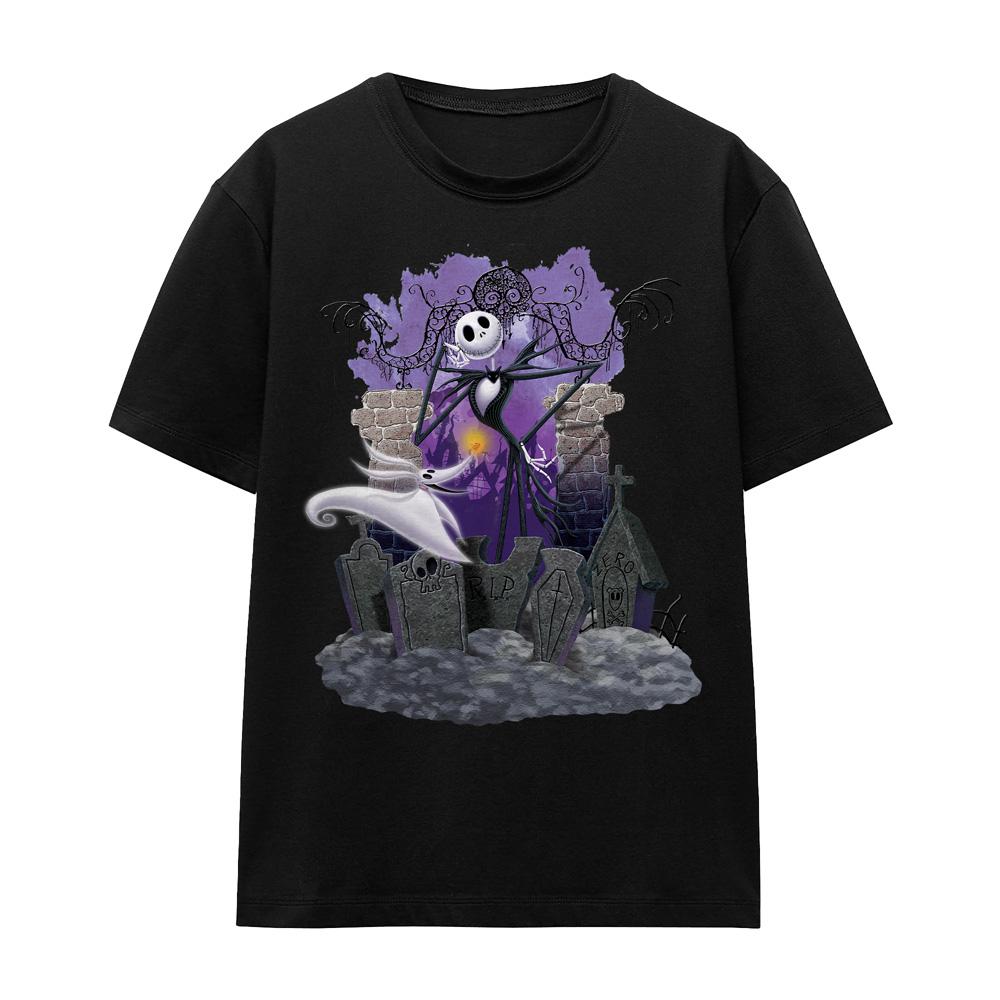 Black - Front - The Nightmare Before Christmas Unisex Adult Jack Skellington Grave T-Shirt