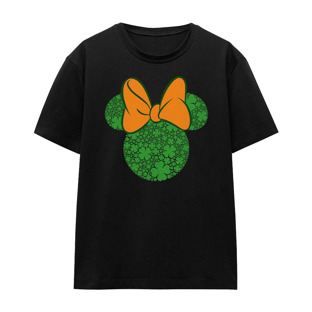 Black - Front - Disney Unisex Adult Shamrock Ears Minnie Mouse St Patricks Day T-Shirt
