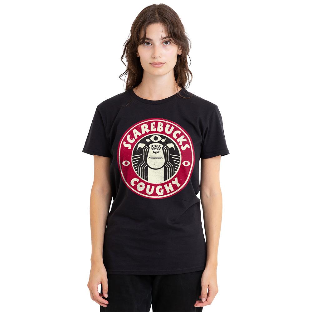 Black - Side - Monsters at Work Unisex Adult Scarebucks Coughy T-Shirt