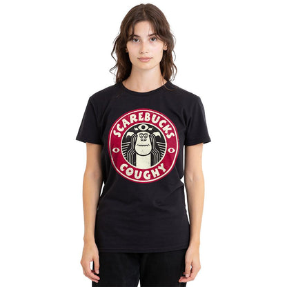 Black - Side - Monsters at Work Unisex Adult Scarebucks Coughy T-Shirt