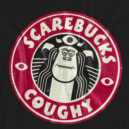 Black - Pack Shot - Monsters at Work Unisex Adult Scarebucks Coughy T-Shirt