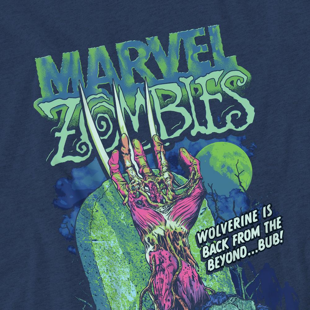 Heather Navy - Side - Marvel Zombies Unisex Adult Wolverine Grave T-Shirt
