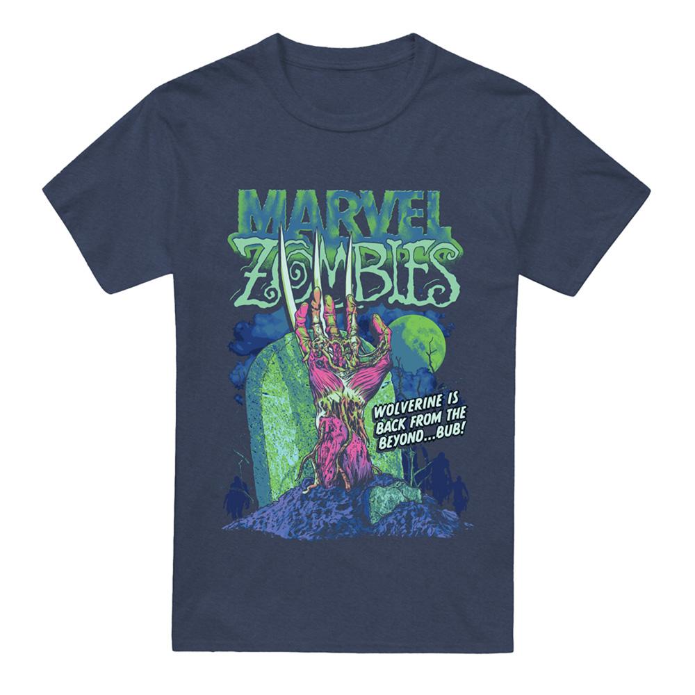 Heather Navy - Front - Marvel Zombies Unisex Adult Wolverine Grave T-Shirt